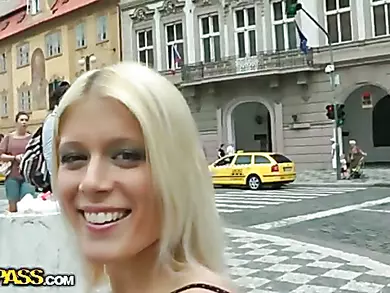 Blonde with perfect body gets naked in public